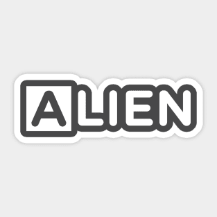 Alien word caption text in white color Sticker